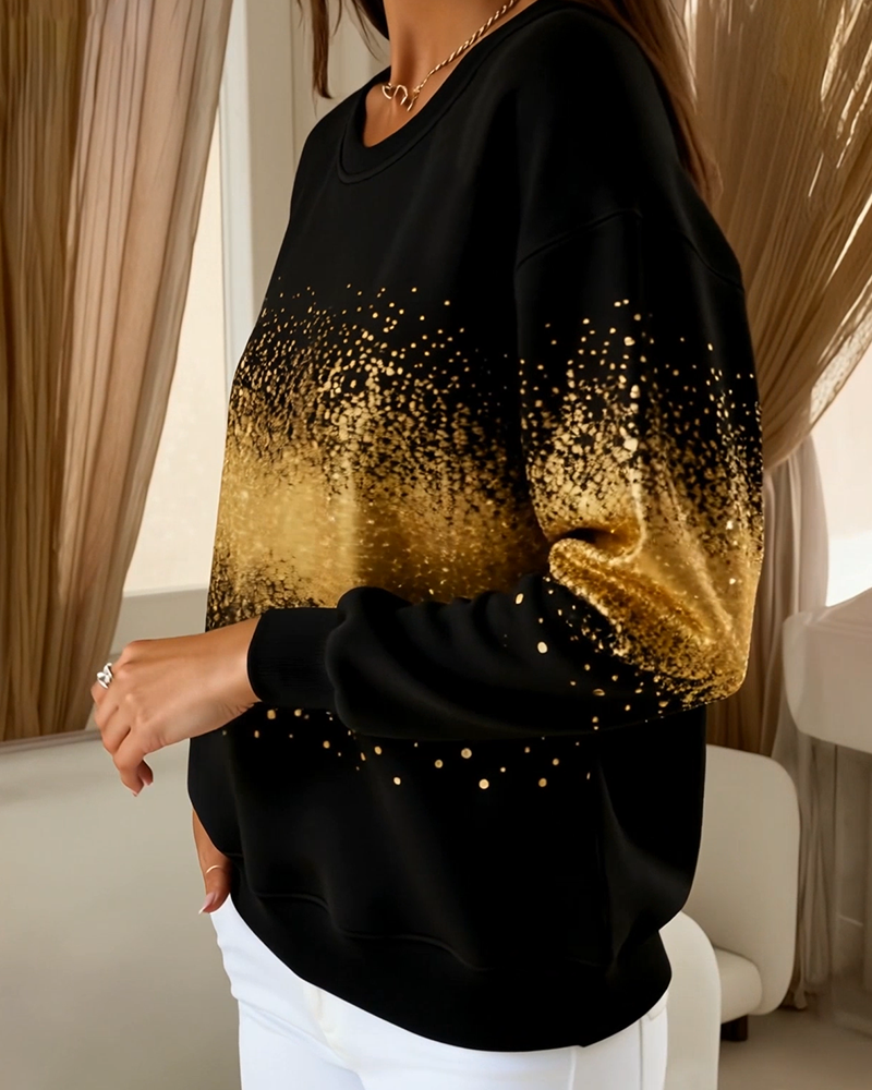 Sweater Modieus Ronde Hals Verlopen Print