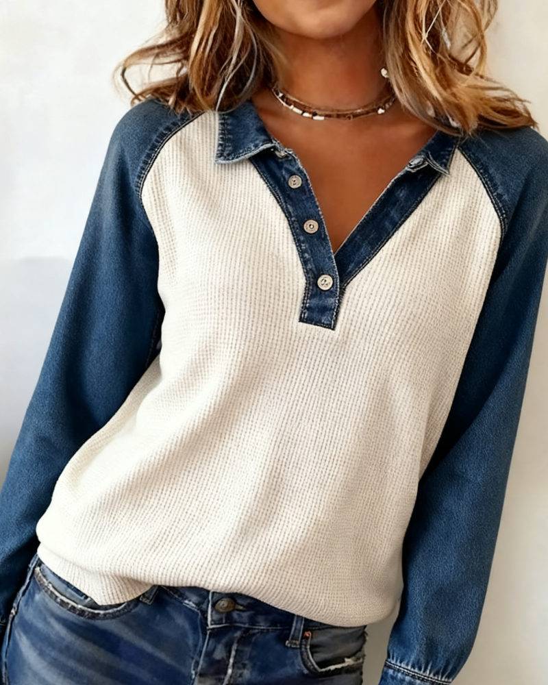 Modieuze Top Met Contrasterende Reverskraag