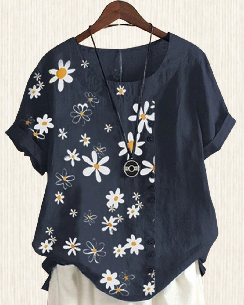 Shirt met korte mouwen van los katoen