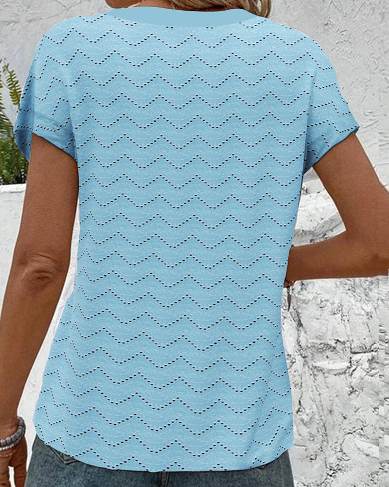 T-shirt V-hals Hol Korte Mouwen