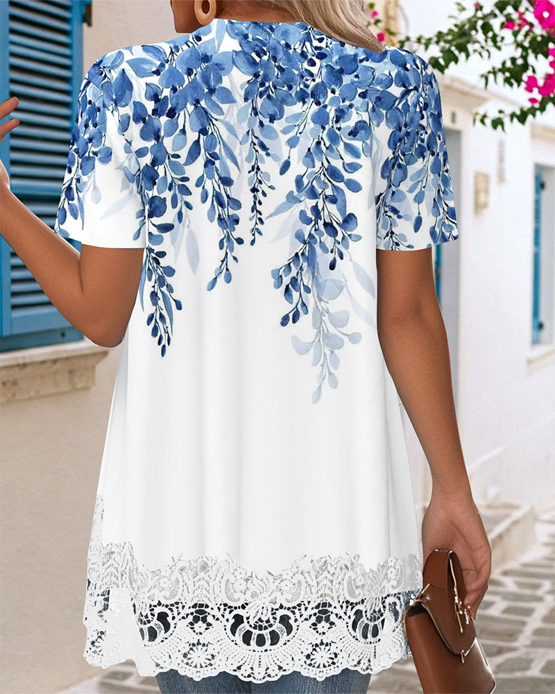 Blous Onregelmatig Faux Tweedelig Print