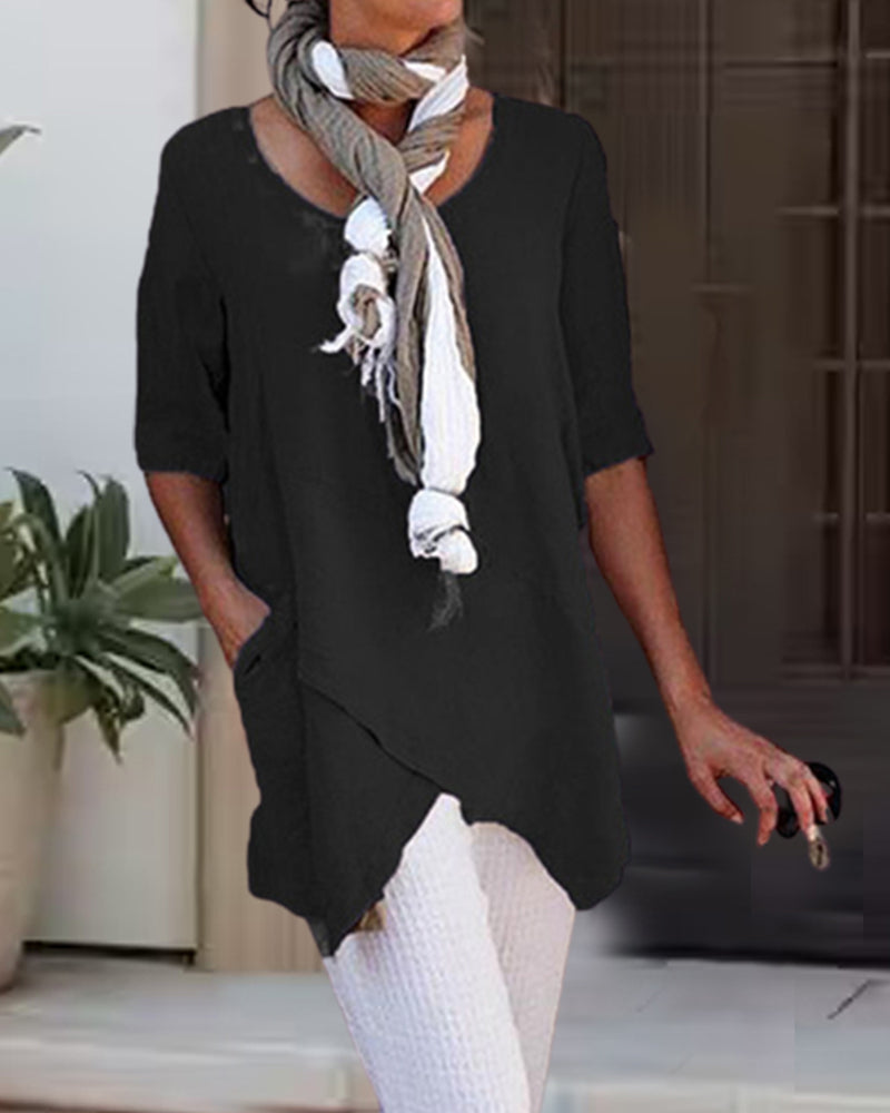 Casual effen kleur top voor dames