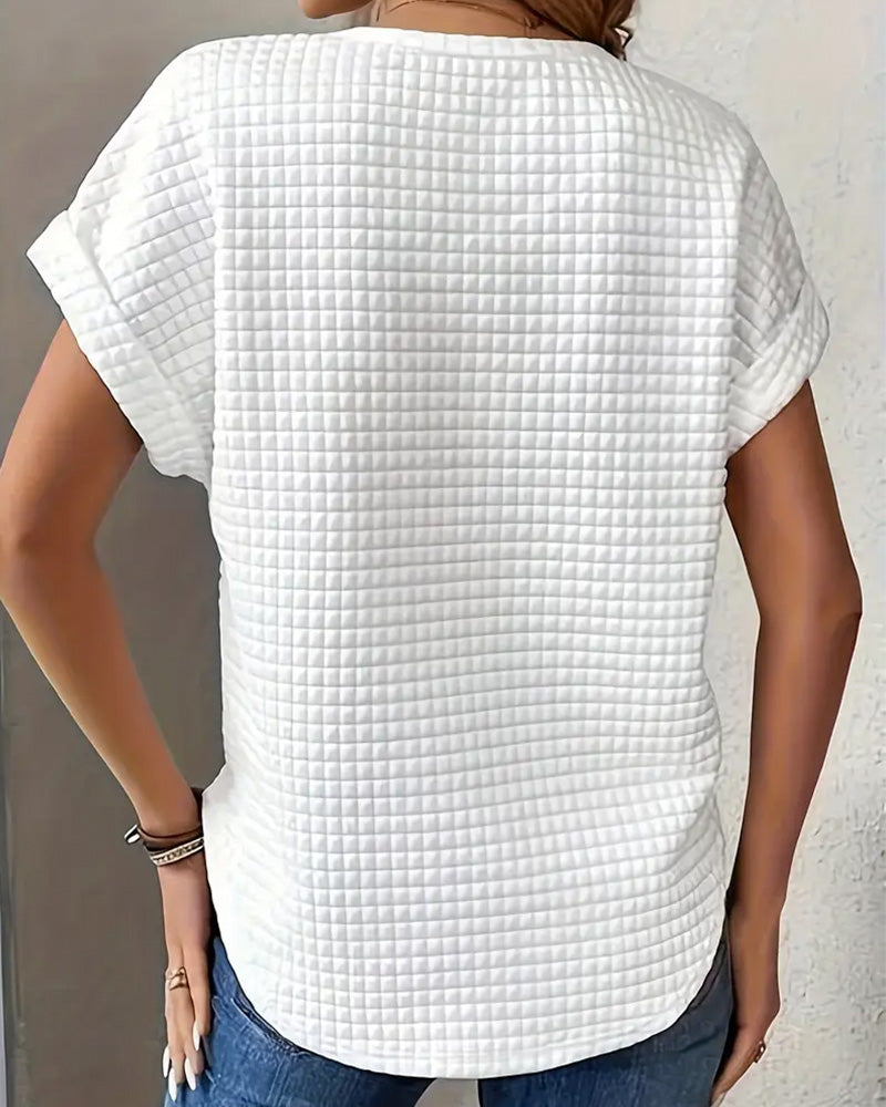 T-Shirt Ronde Hals Effen Kleur Vleermuismouwen