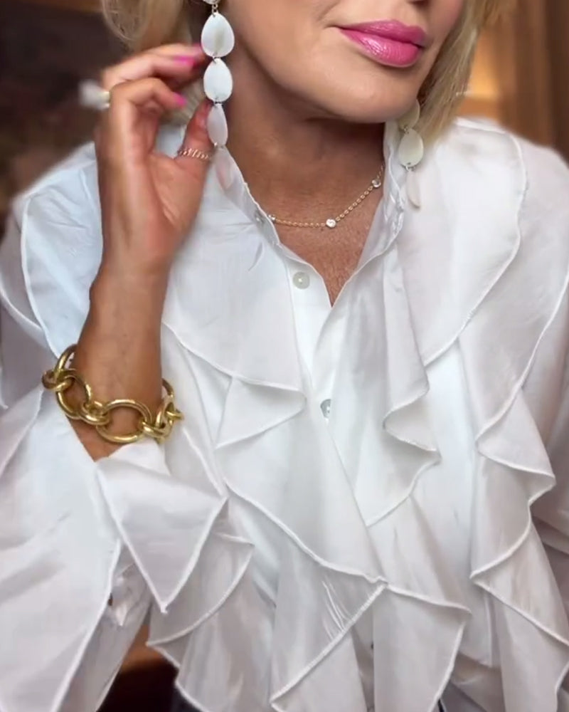 Blouse elegant effen kleur geplooid