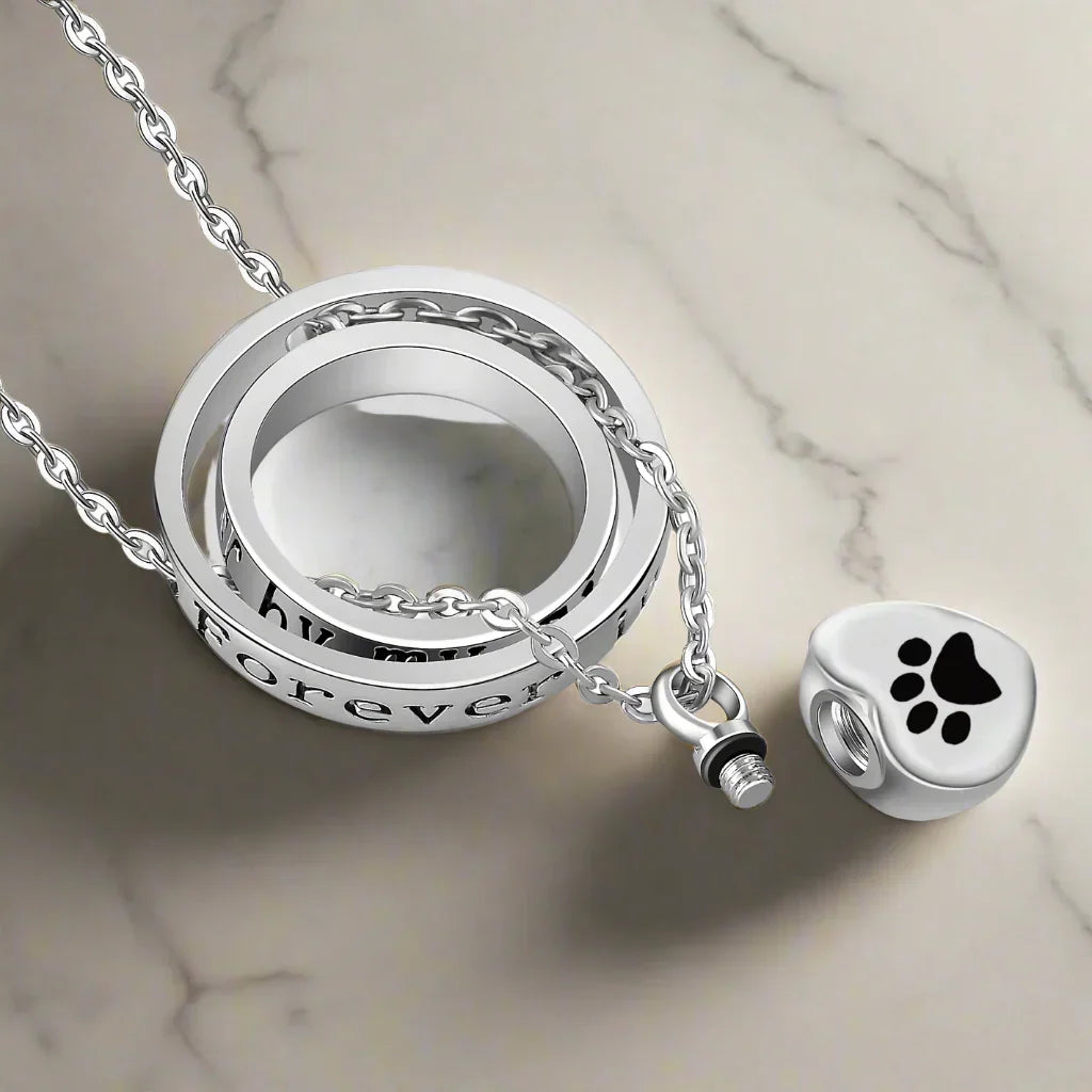 Stainless Steel Paw-Shaped Urn Necklace