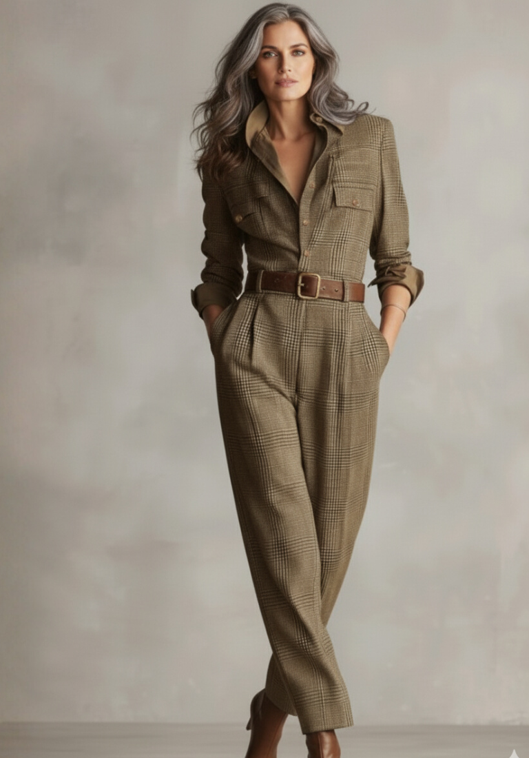 Chloë | Verfijnde Geruite Jumpsuit