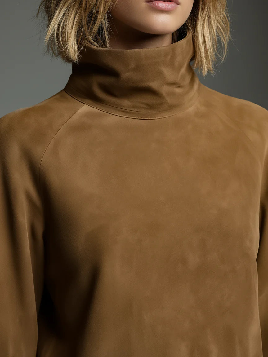 Nadine™ | Elegante suède jurk met lange mouwen