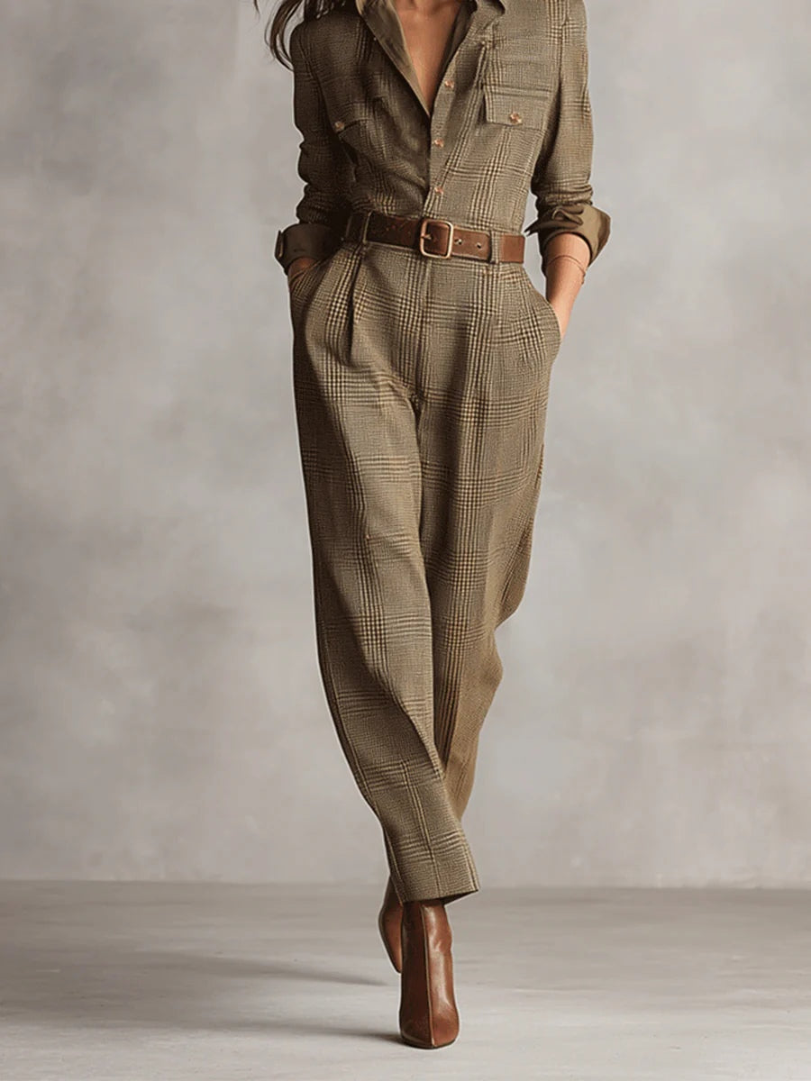 Chloë | Verfijnde Geruite Jumpsuit