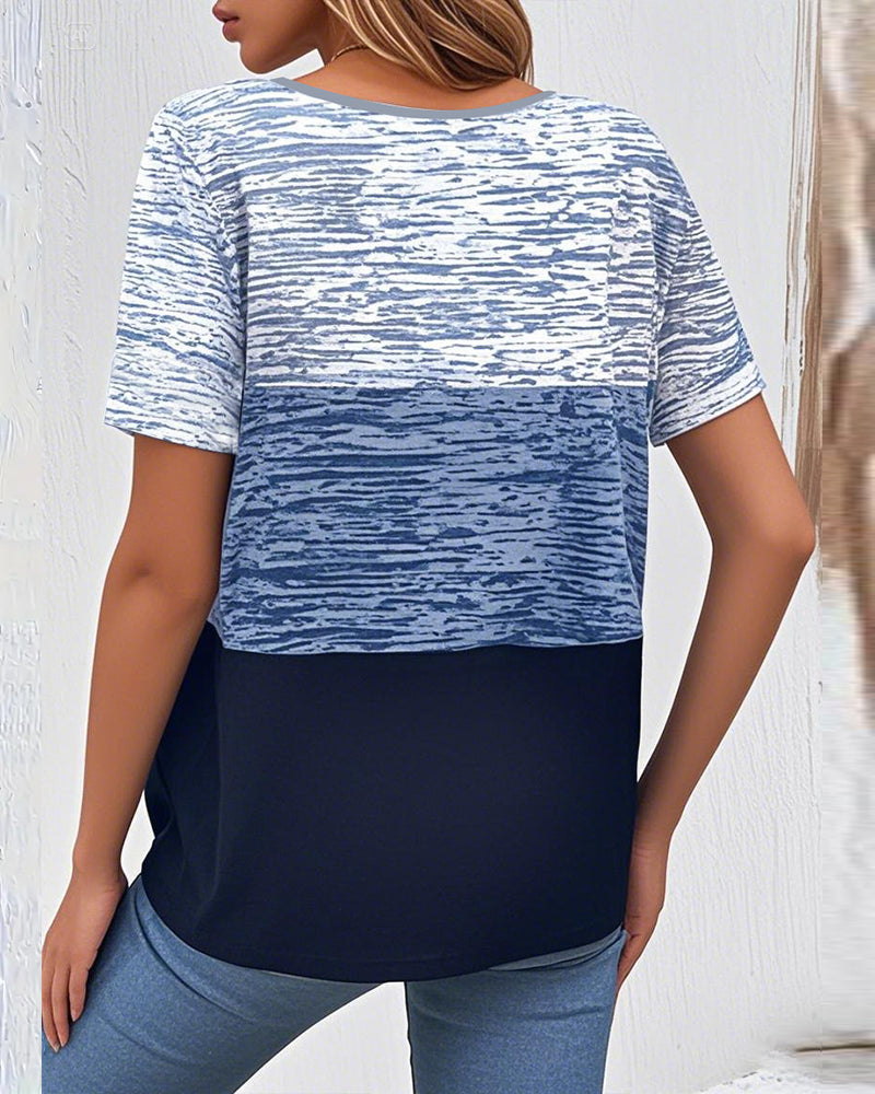 T-shirt Ronde Hals Kortemig Contrasterende Kleur