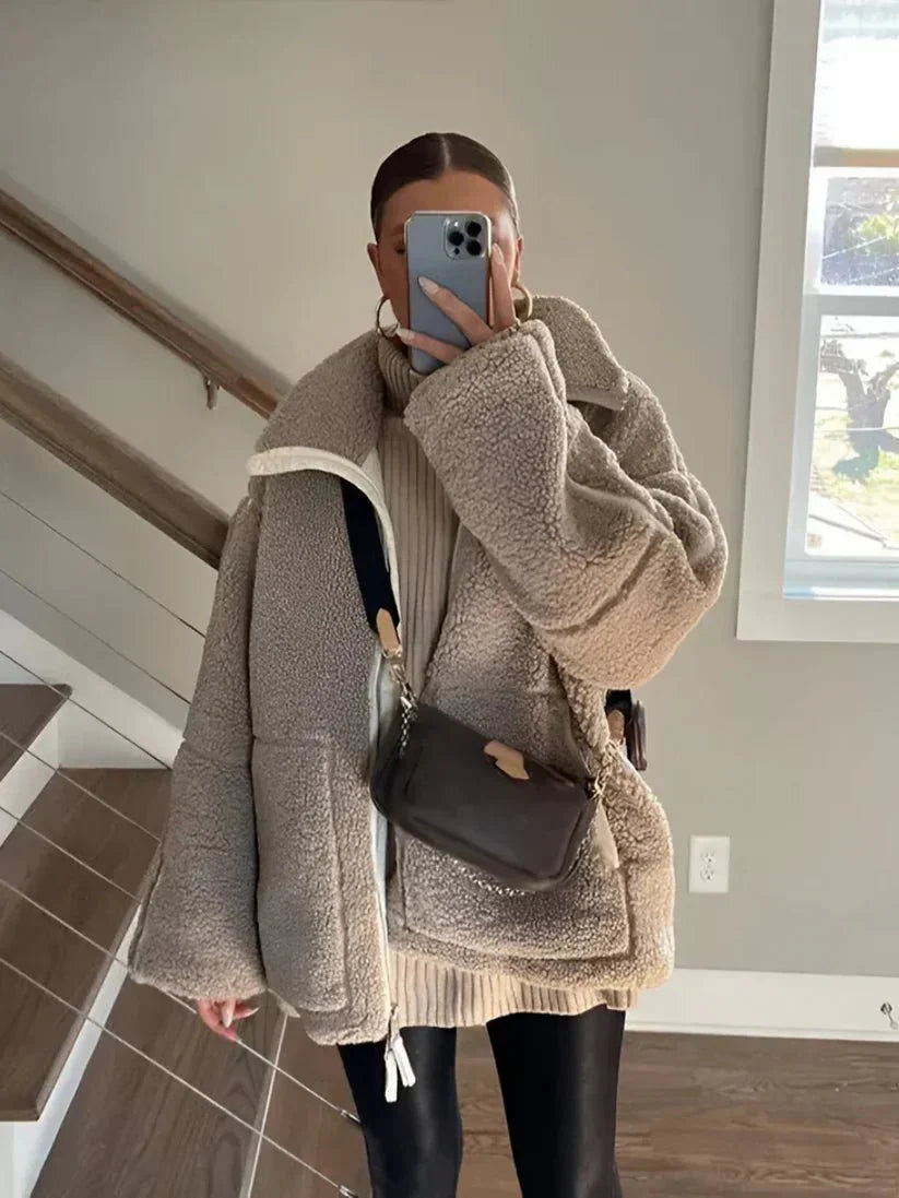 Kaja | Warm en Comfortabel Teddy Fleece Jack