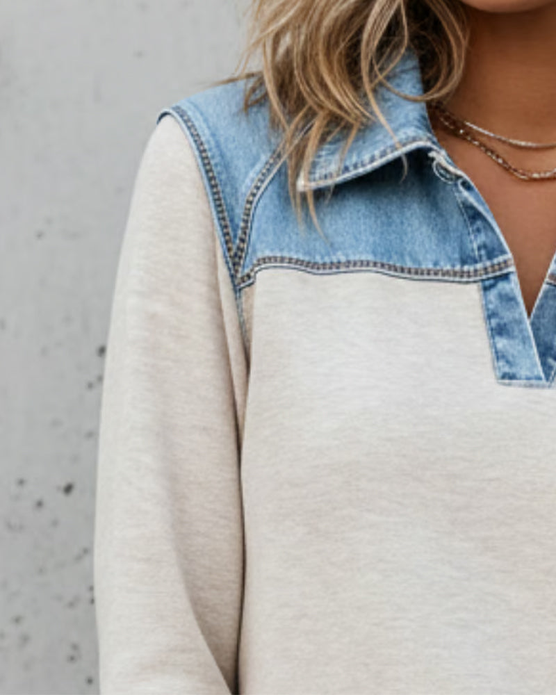 Trui Fashionable Kraag Kleurblok Gecombineerd