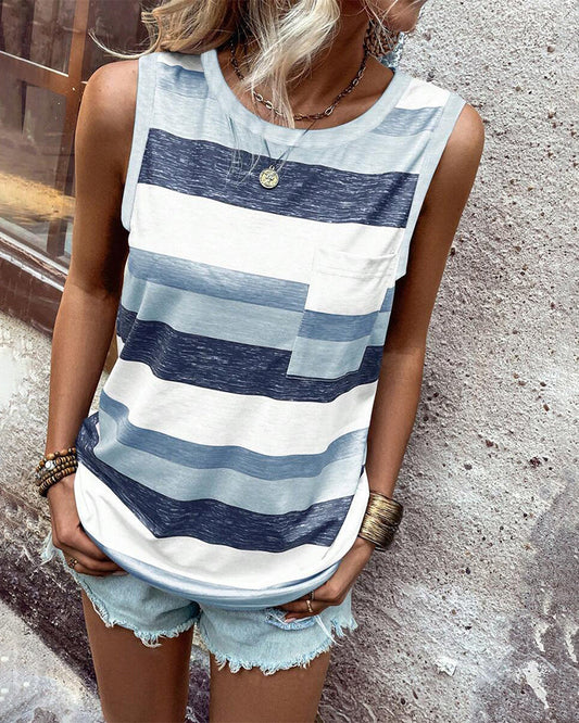 Tanktop Streepjesprint Casual