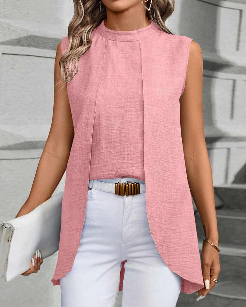 Elegante effen kleur mouwloze top