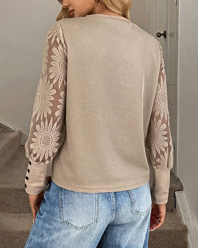 Top Kant Haakwerk Inzet Lange Mouwen