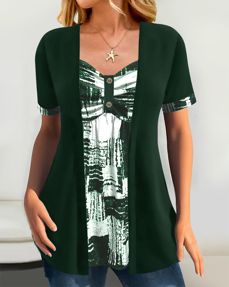 Blouse Bedrukt Nep Tweedelig Onregelmatig