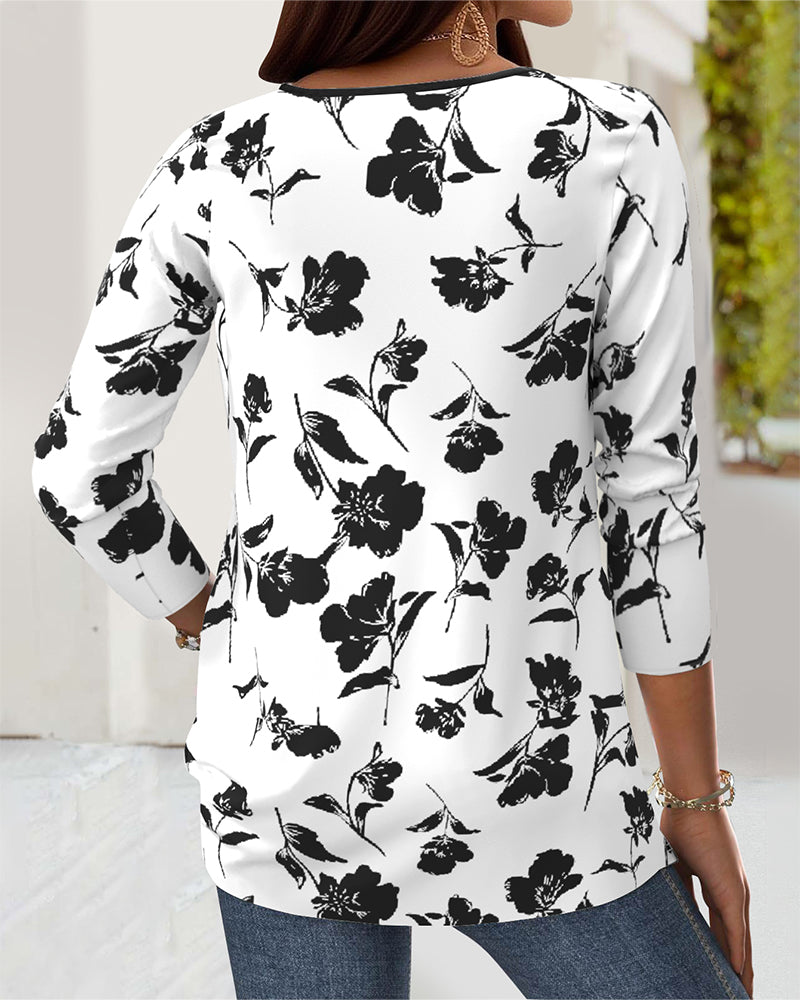 Blouse Knopen Print Mode