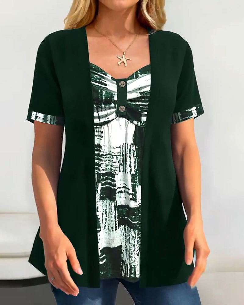 Blouse Bedrukt Nep Tweedelig Onregelmatig