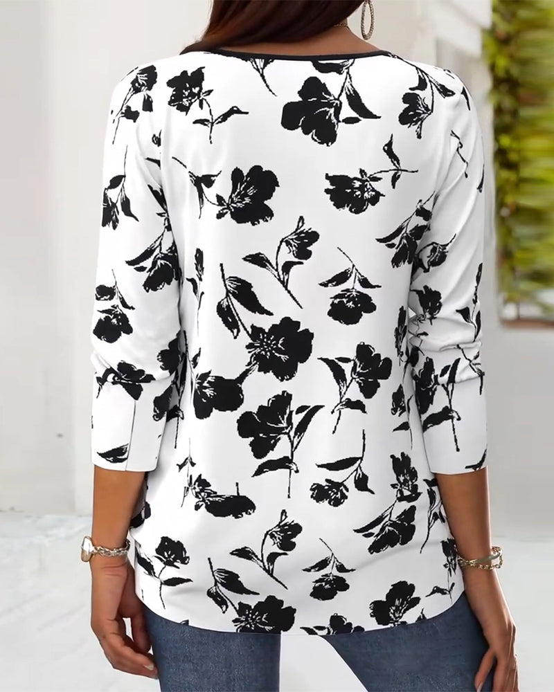 Blouse Knopen Print Mode
