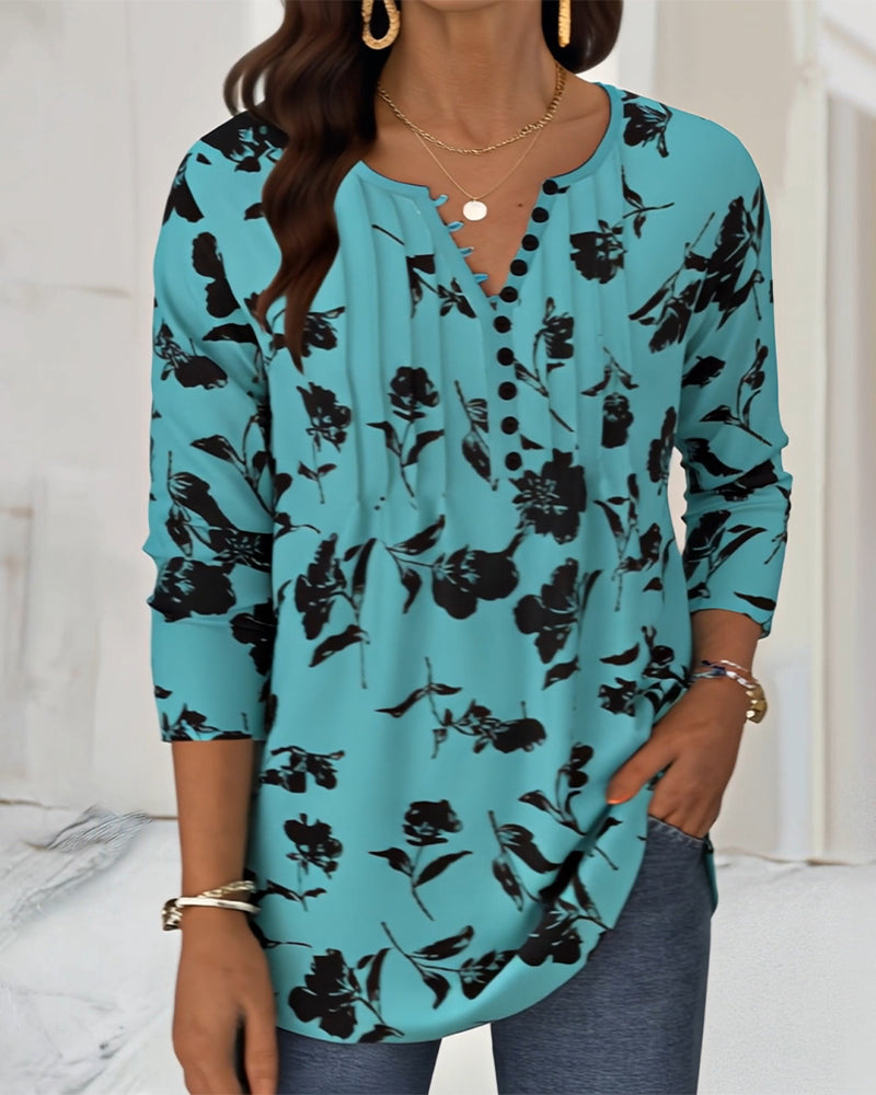 Blouse Knopen Print Mode