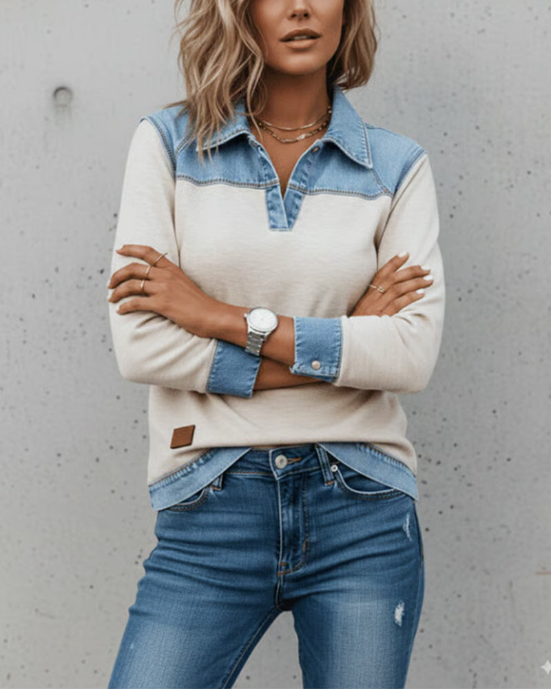 Trui Fashionable Kraag Kleurblok Gecombineerd