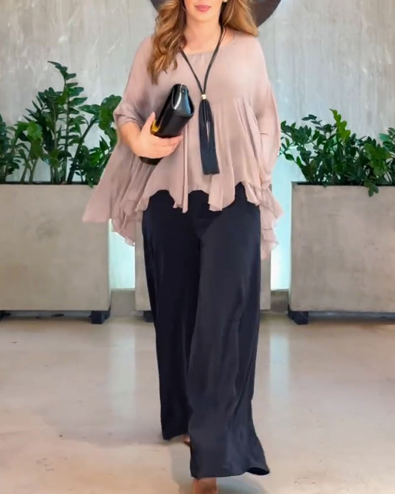 Blouse Met Stijlvol Effen Ontwerp