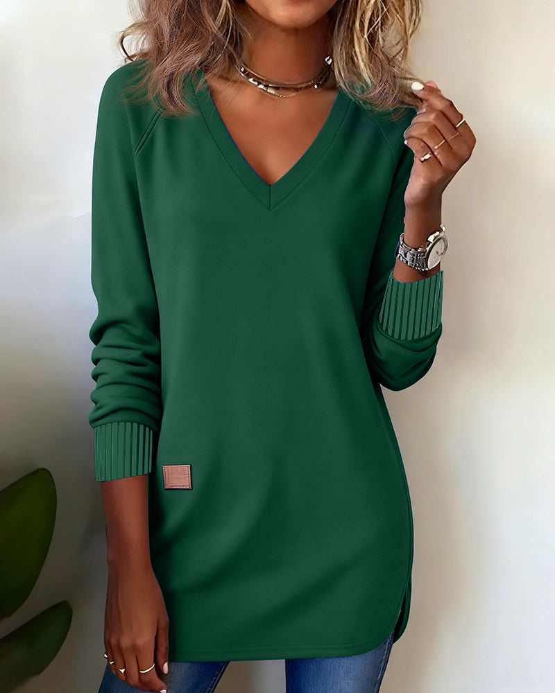 Modieuze Sweatshirt Met V-Hals