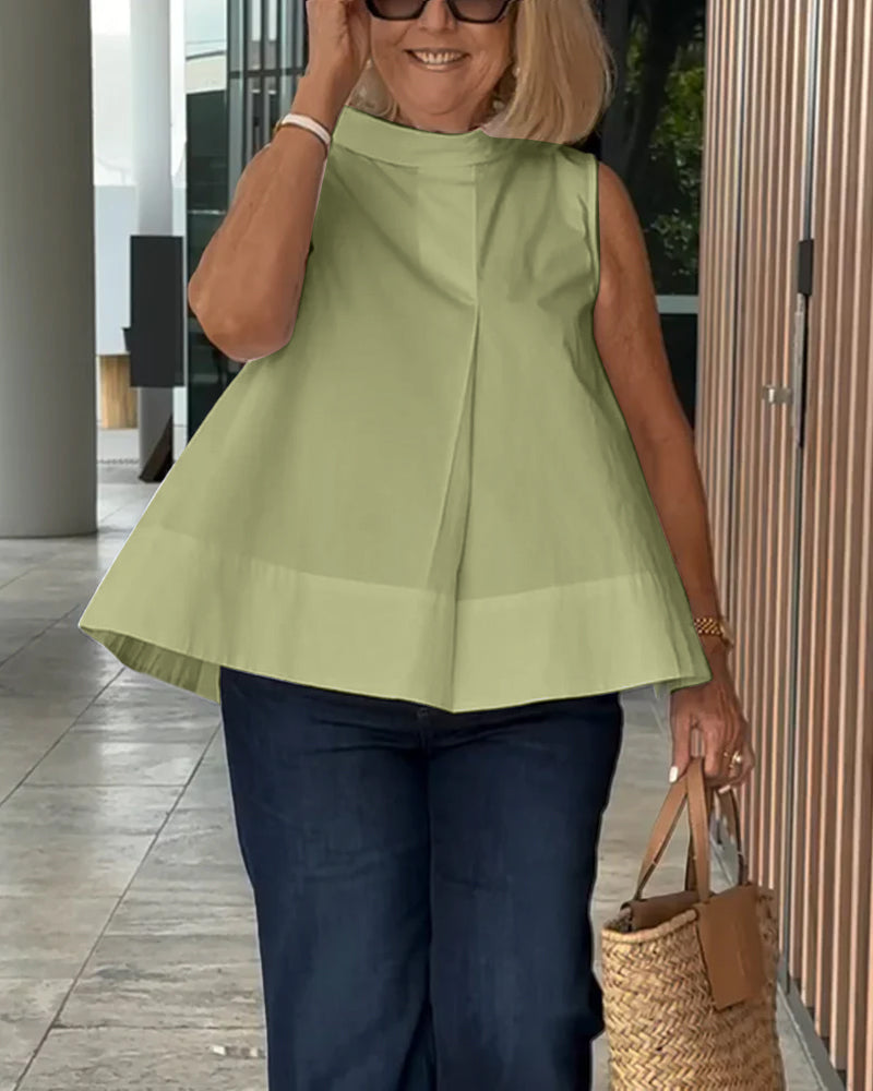 Blouse Mouwloos Effen Simpel