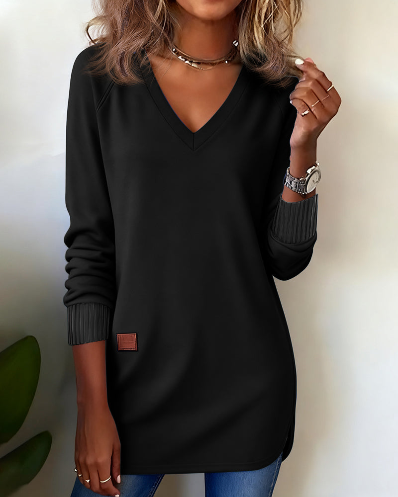 Modieuze Sweatshirt Met V-Hals