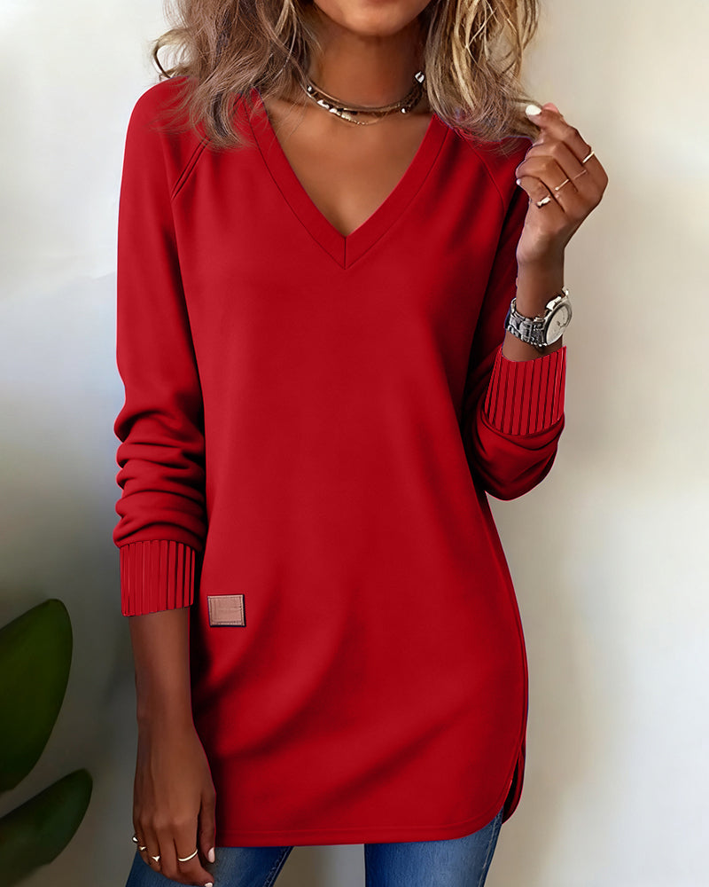 Modieuze Sweatshirt Met V-Hals