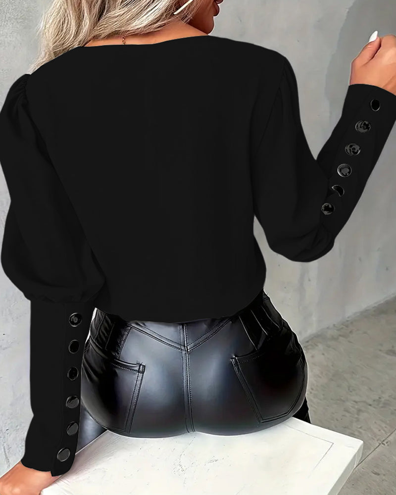 Bovenste Hoefijzer Mouw V-Hals Contrastkleur