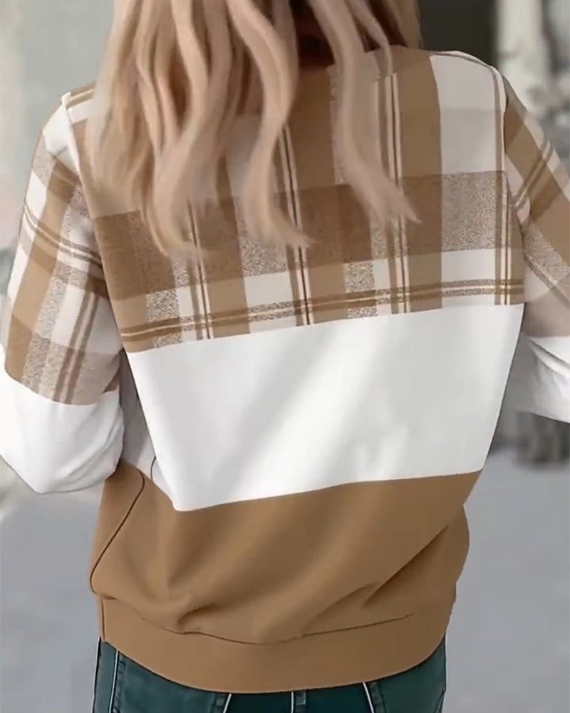 Sweatshirt Casual Geruit Contrastkleur