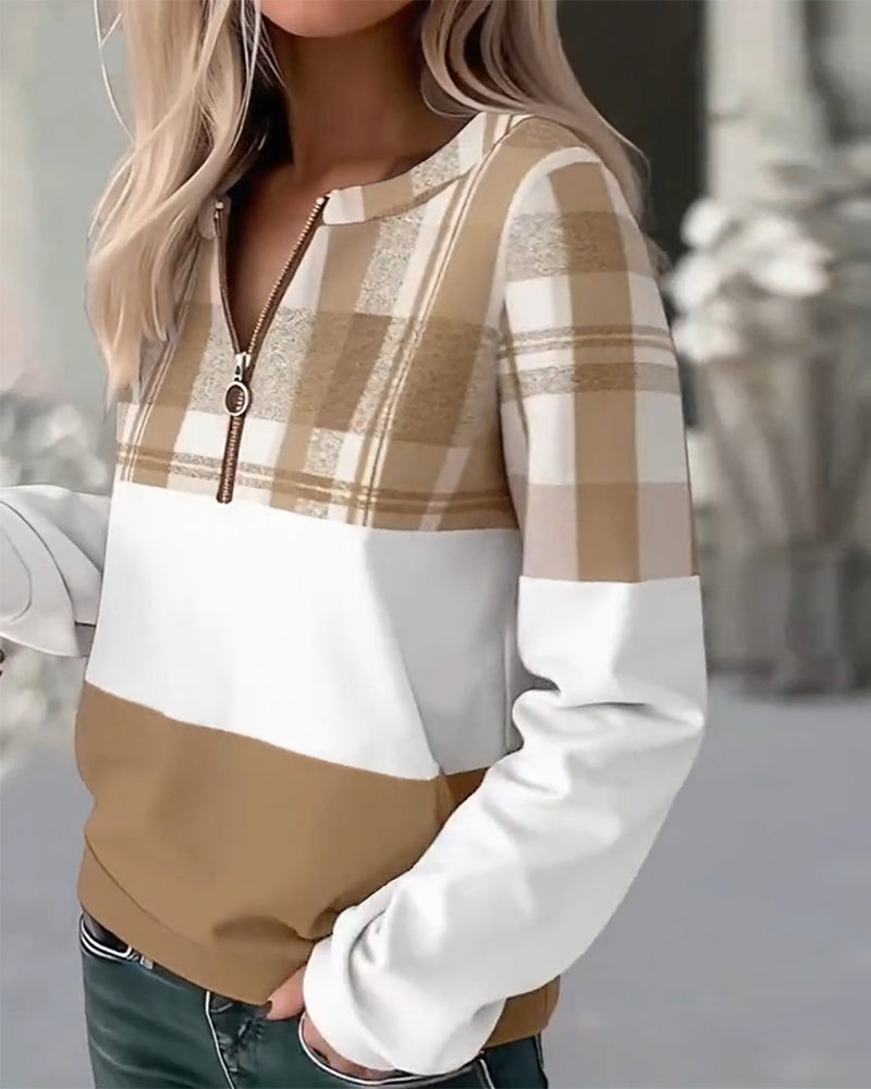 Sweatshirt Casual Geruit Contrastkleur