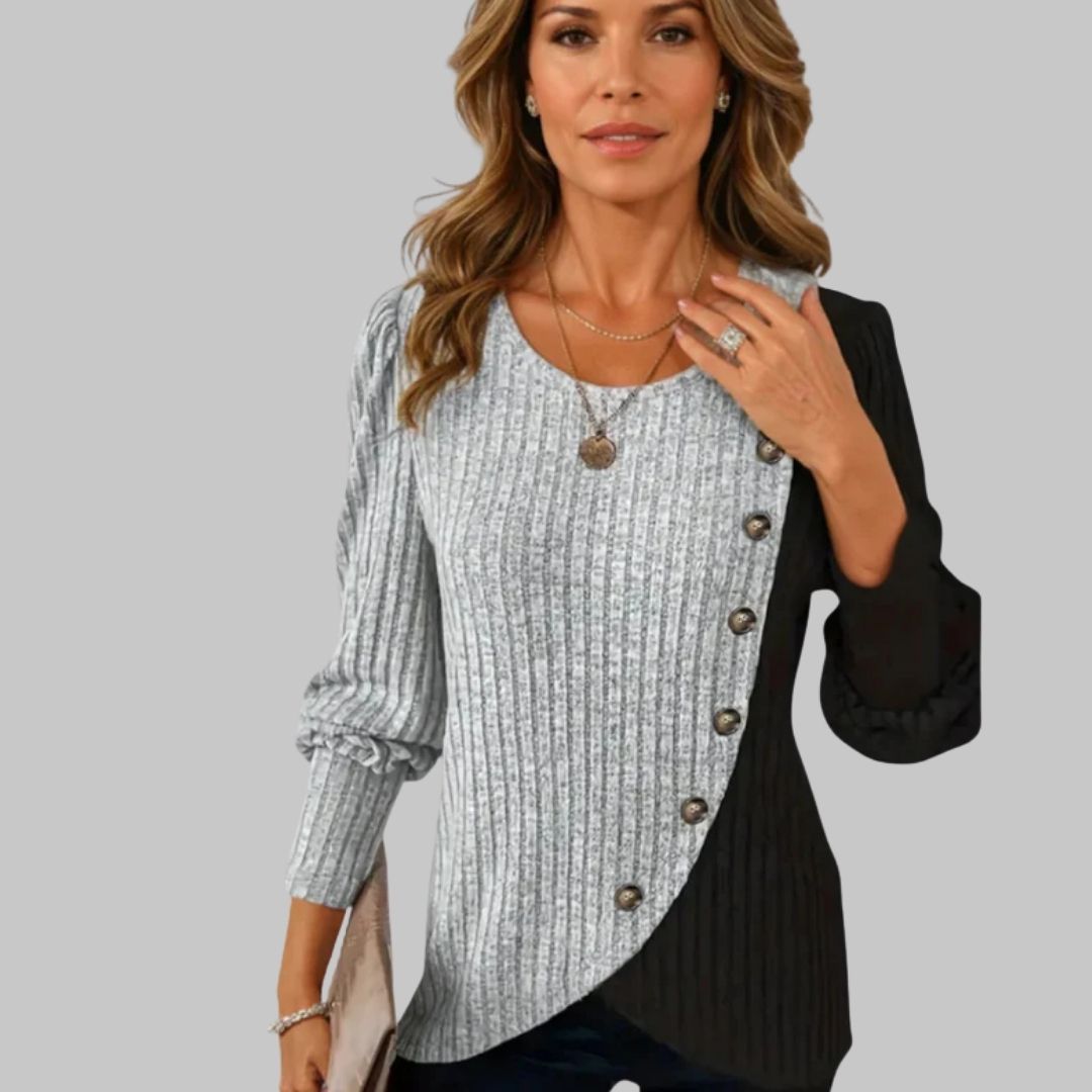 KAIA | Elegante Knit Longsleeve met Knoopsluiting