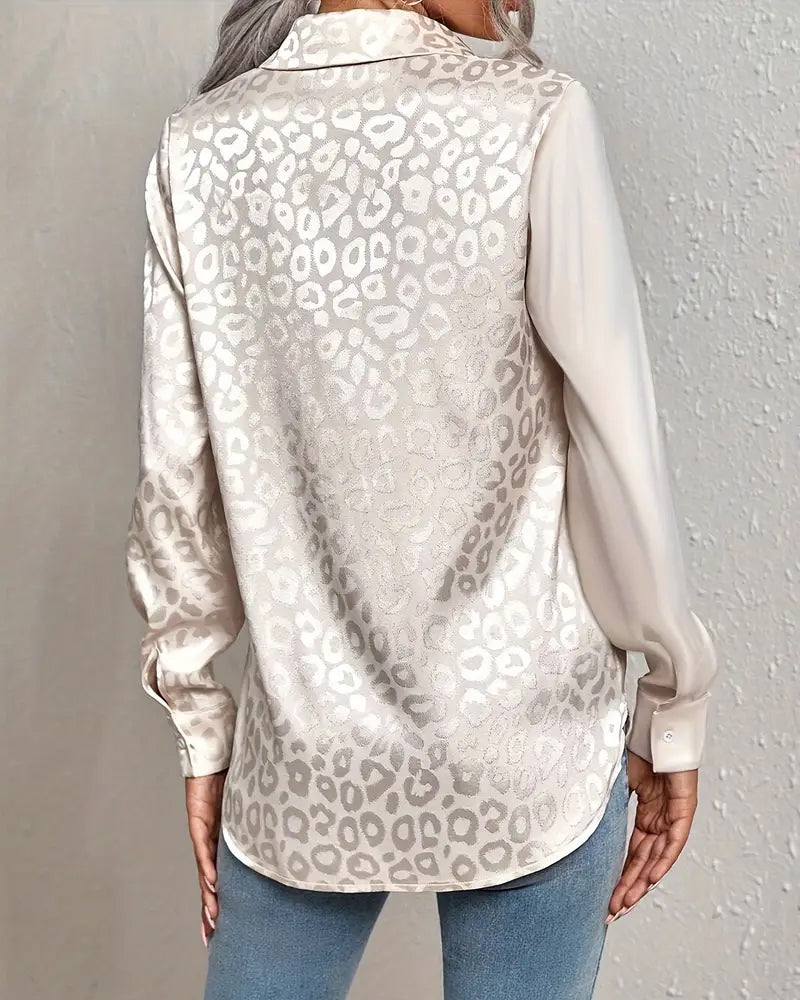 Shirt Satijn Luipaardprint Ingezet