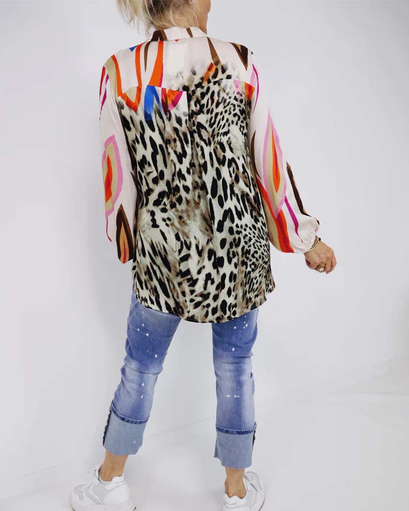 Blouse met V-hals met kleurrijke prints