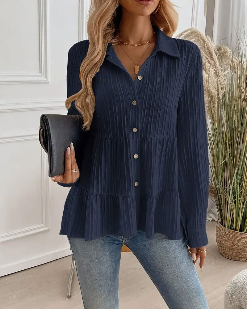 Elegante Blouse Met Reverskraag En Getailleerde Pasvorm