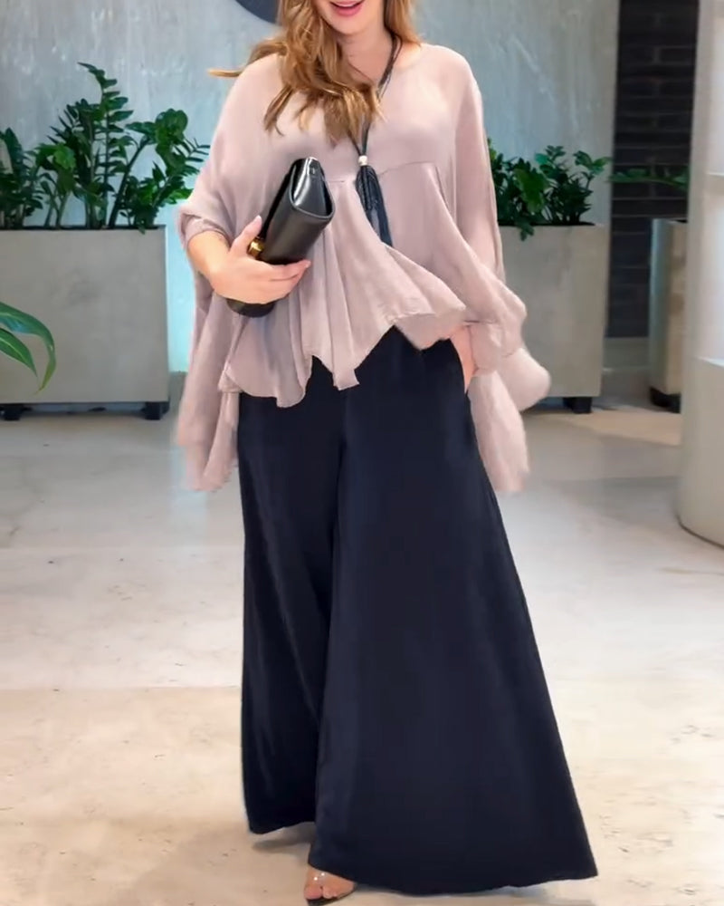 Blouse Met Stijlvol Effen Ontwerp