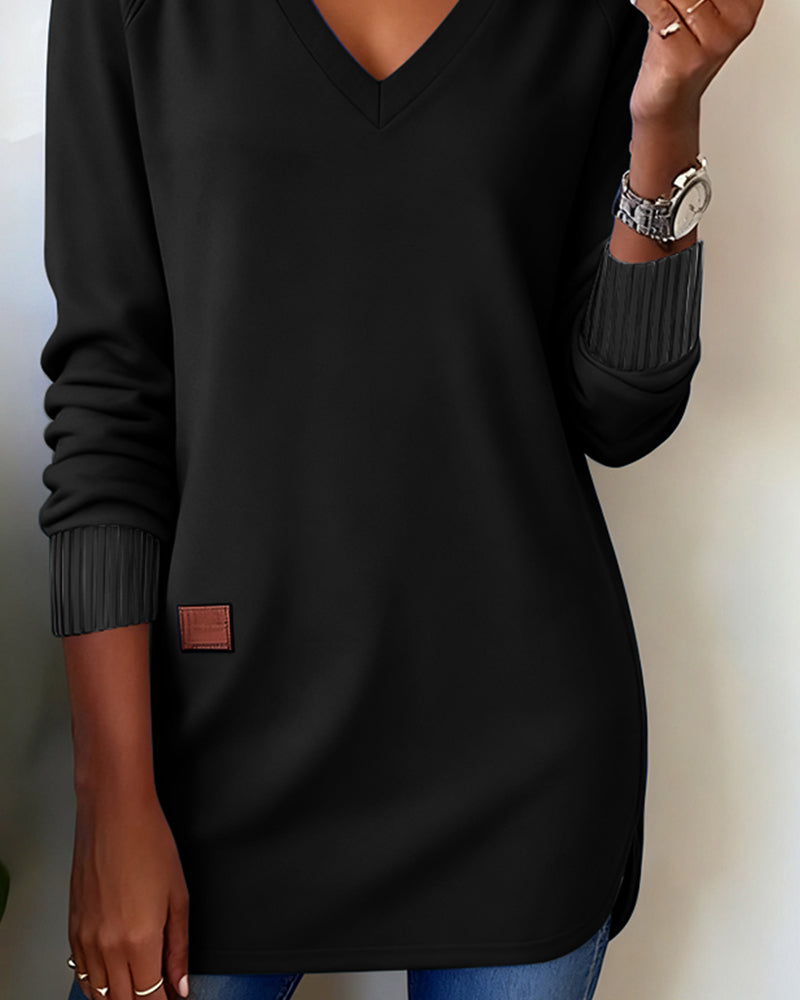 Modieuze Sweatshirt Met V-Hals