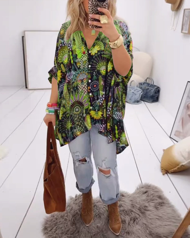 Blouse Los Mode Bedrukt