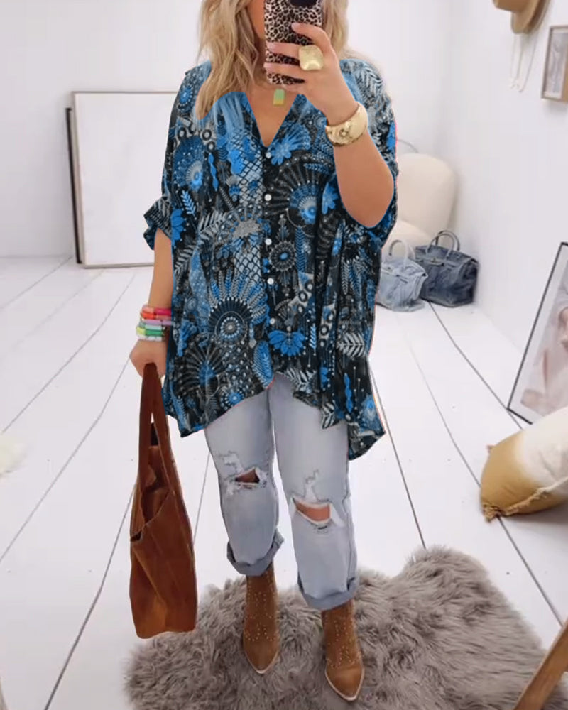 Blouse Los Mode Bedrukt