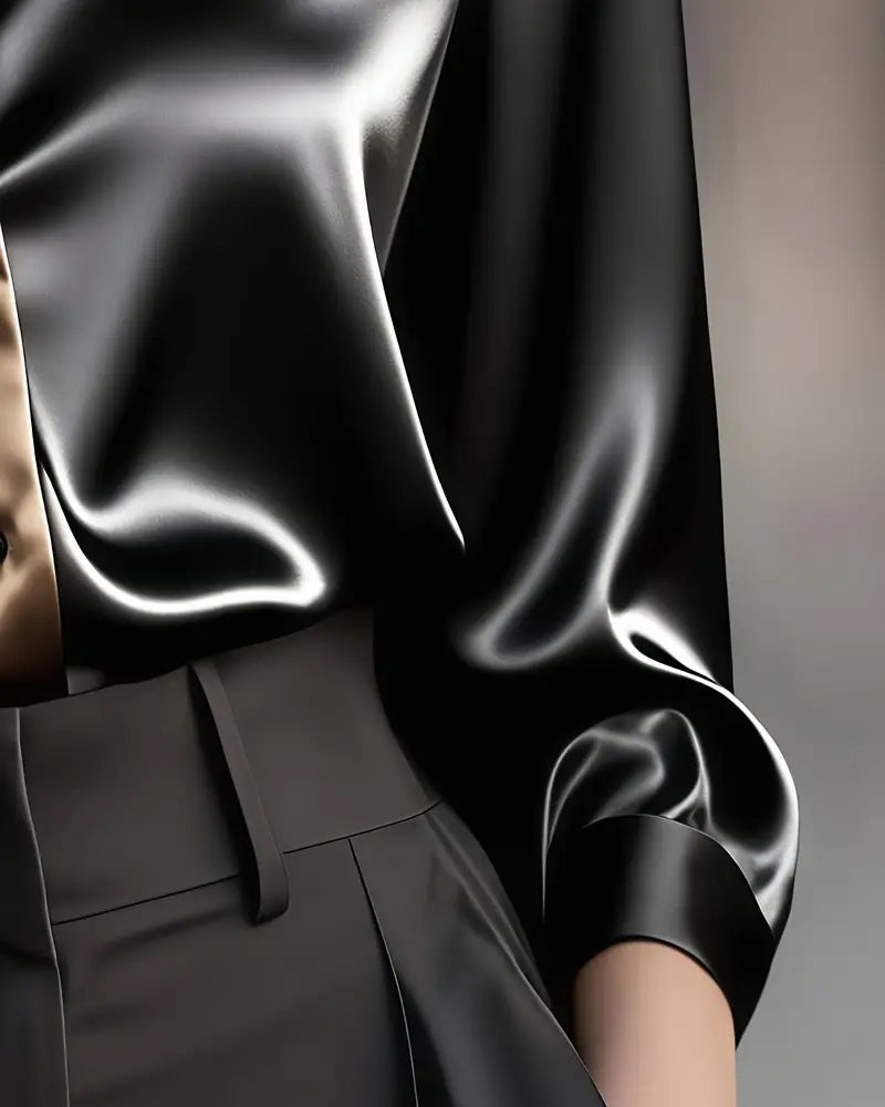 Shirt Fashionable Zakelijk Satijn Kleurblok