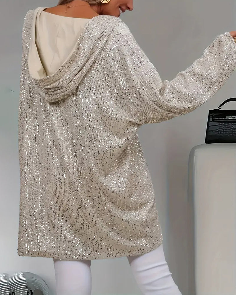 Hoodie Vrouwen Glitter Sequin Loose-Fit