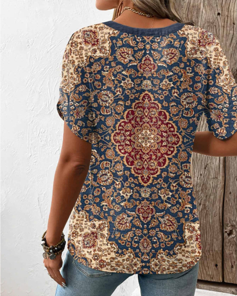 Top met korte mouwen en retrostijl