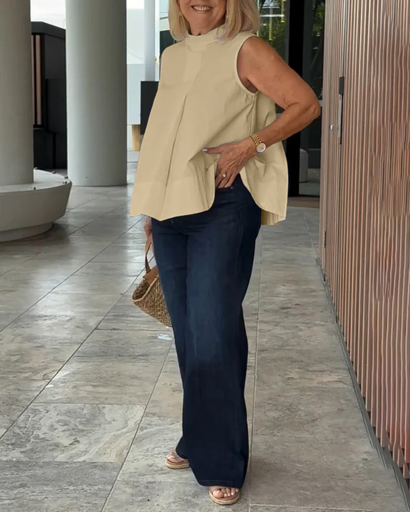 Blouse Mouwloos Effen Simpel