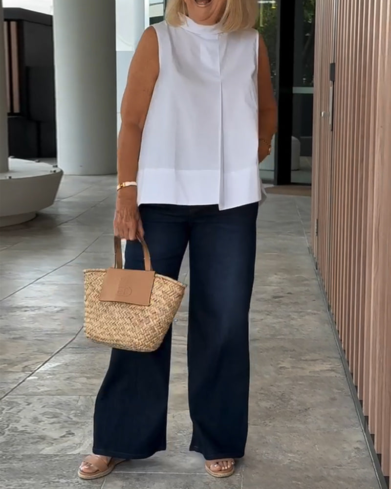 Blouse Mouwloos Effen Simpel