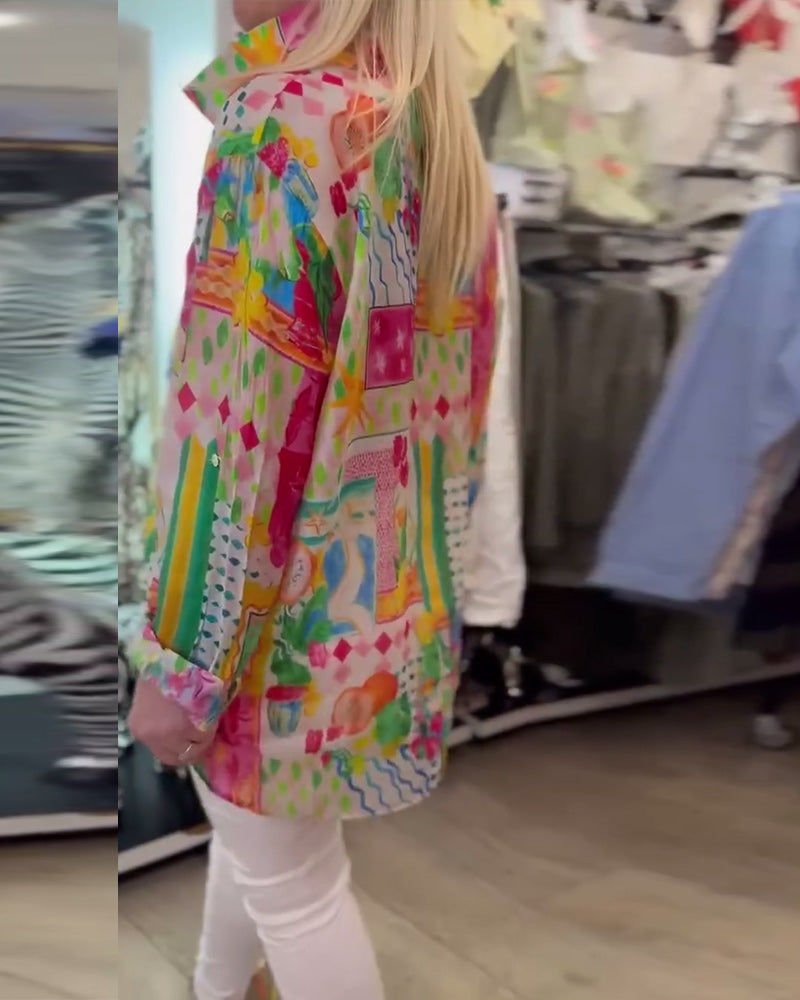 Shirt Kleurrijk Stijlvol Reverkraag