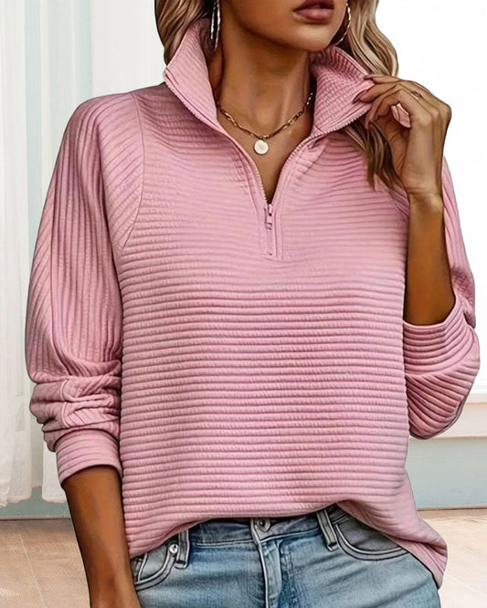 Hoodie Met Eenvoudige Kleur En Zip-up Ontwerp