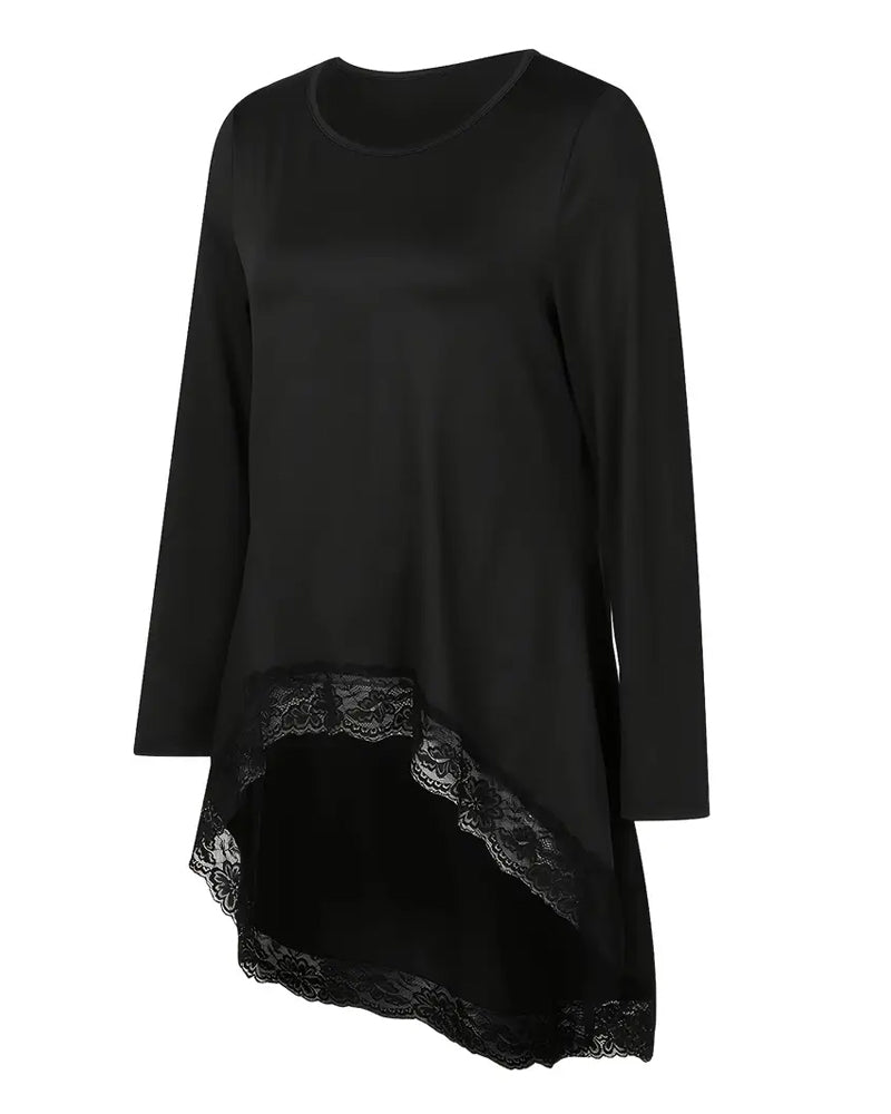 Onregelmatige Lange Mouwen Top Met Mesh-Patchwork