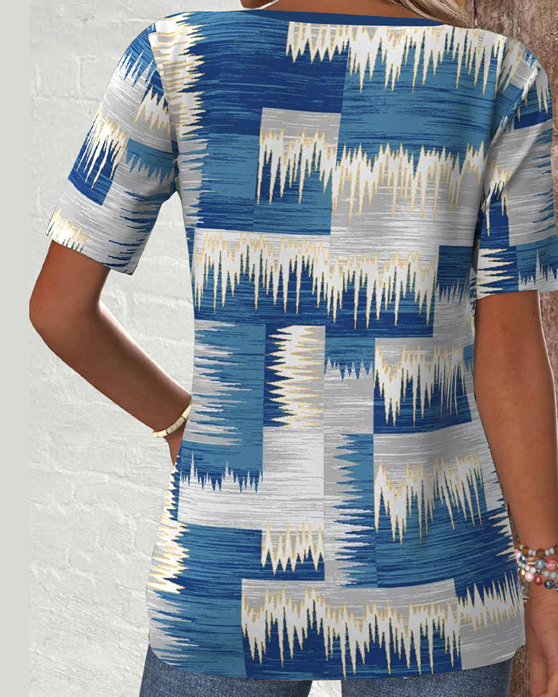 Blouse Casual Kortemouwen Digitaal Geprint