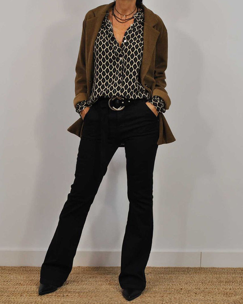 Casual blouse met V-hals